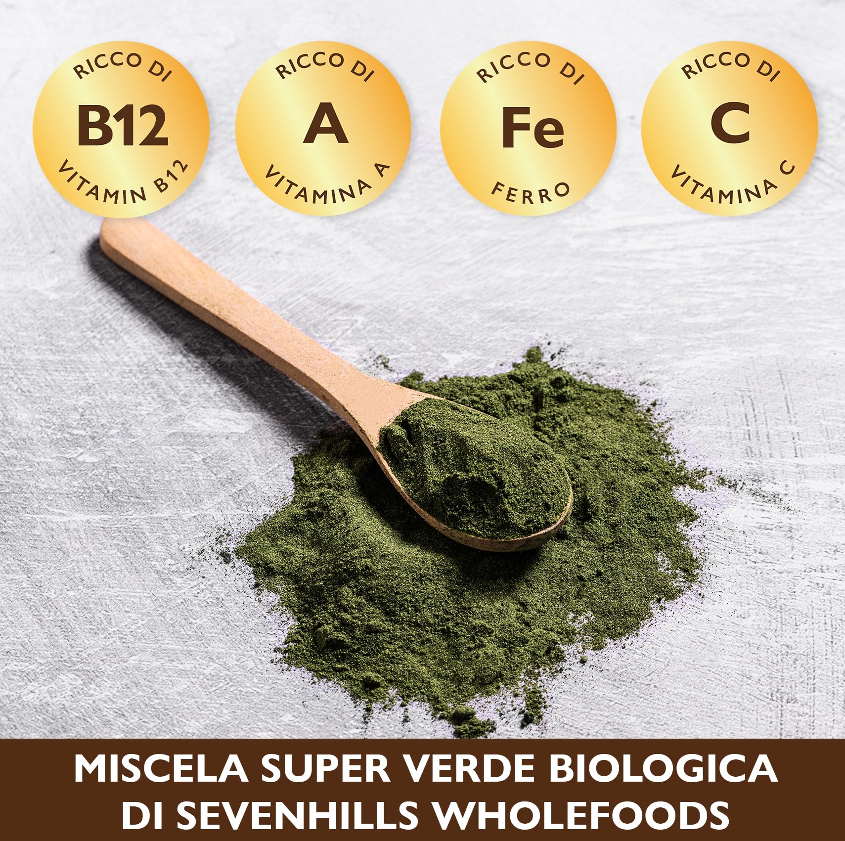 Sevenhills Wholefoods Miscela Super Greens biologica con spirulina, clorella, erba di grano, erba d'orzo | Supporta l'immunità della pelle | 400g, 80 porzioni | Polvere di superalimenti verdi