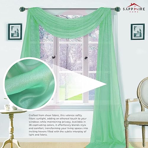 Miniatura 4 de Sapphire Home - 1 Cenefa de gasa translúcida, color liso, para decoración del hogar