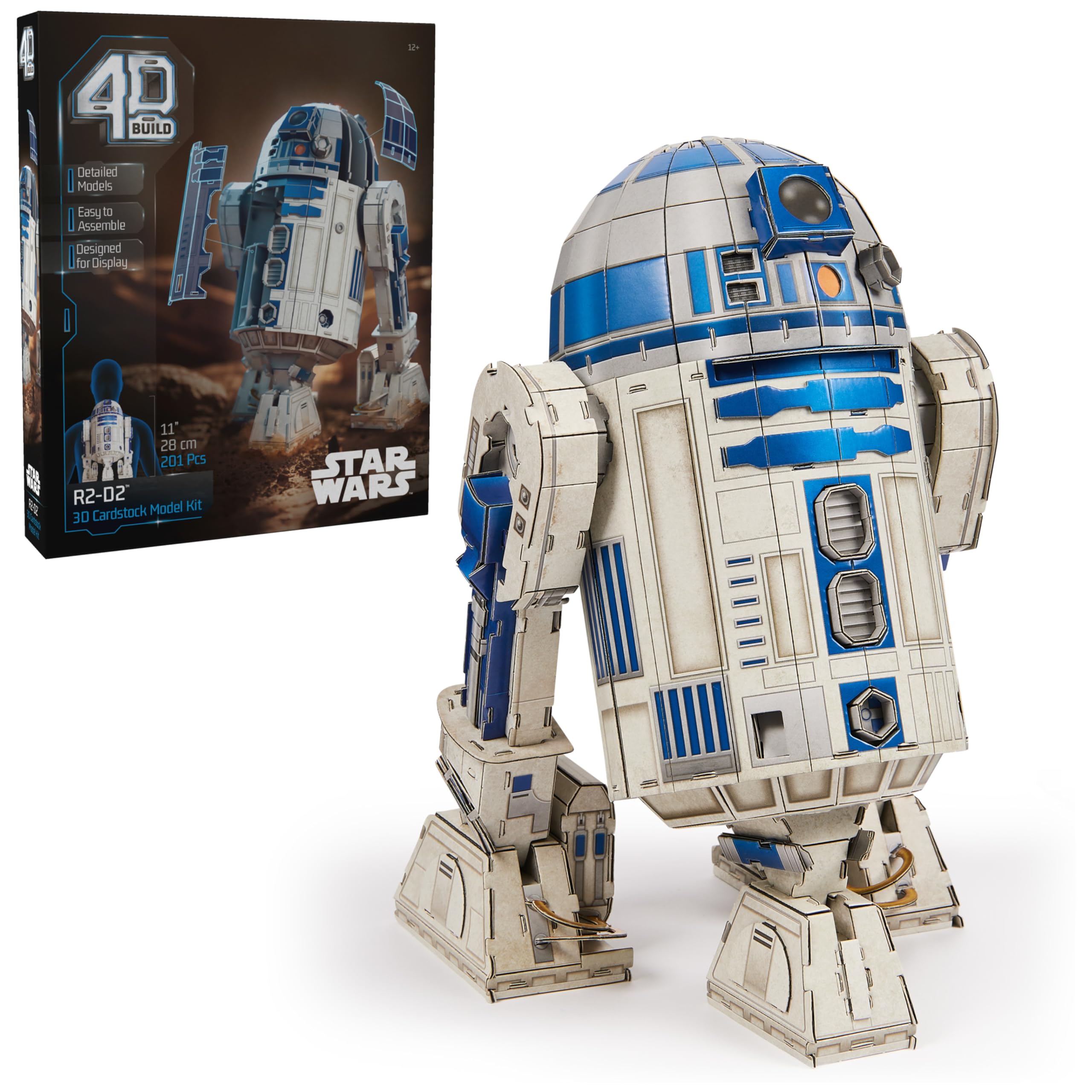 4D Build Star Wars R2-D2 Cardstock 3D Model Kit, Star Wars Gifts, Toys Desk Décor for Fans & Collectors, Adults & Teens 12+