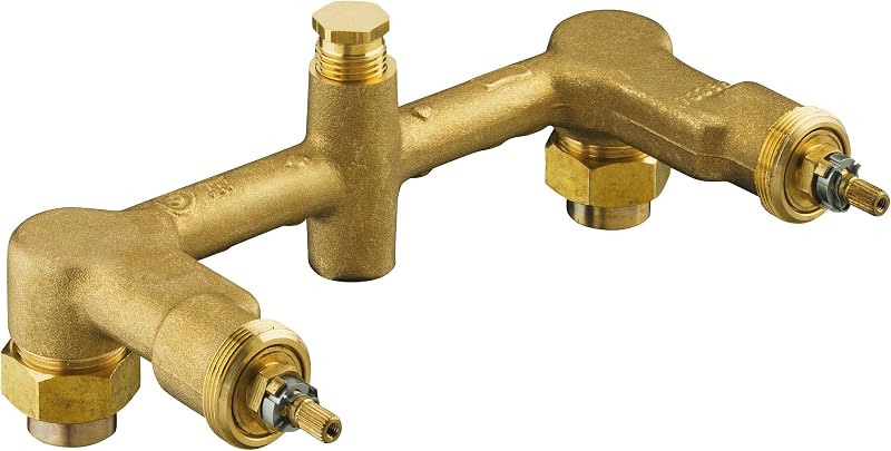 KOHLER K-302-K-NA Sistema de válvula de dos manijas de cerámica de 1/2 pulgada, centros de 8", latón duradero