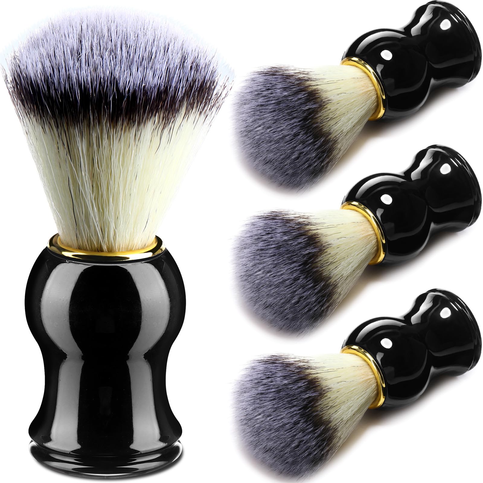 Patelai 4pcs Shaving Brush for Men Hand Crafted Shaving Brush for Wet Shave Using Shaving Cream Premium Quality Hair Bristle Bamboo Black Handle Shave