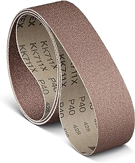 VSM Abrasive Belt, 4" Width, 36" Length, Aluminum Oxide, 120 Grit, Tear-Resistant Flexible Cloth Backing, Pack of 3 Durable Abrasive Belts, Hand-Held Machine Compatible