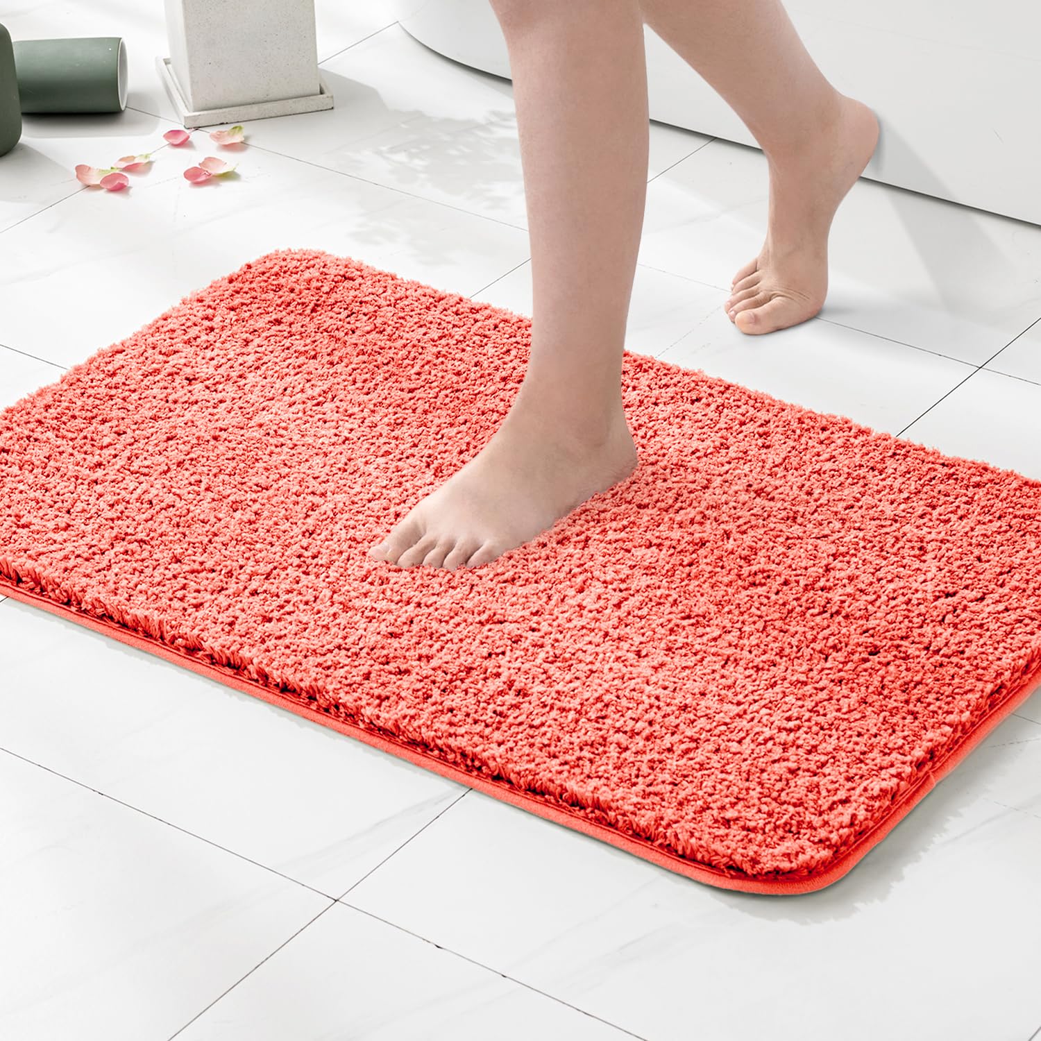 Amazon.com: MIULEE Living Coral Absorbent Bathroom Rugs, Soft Large Bath Mats Non-Slip and Quick ...