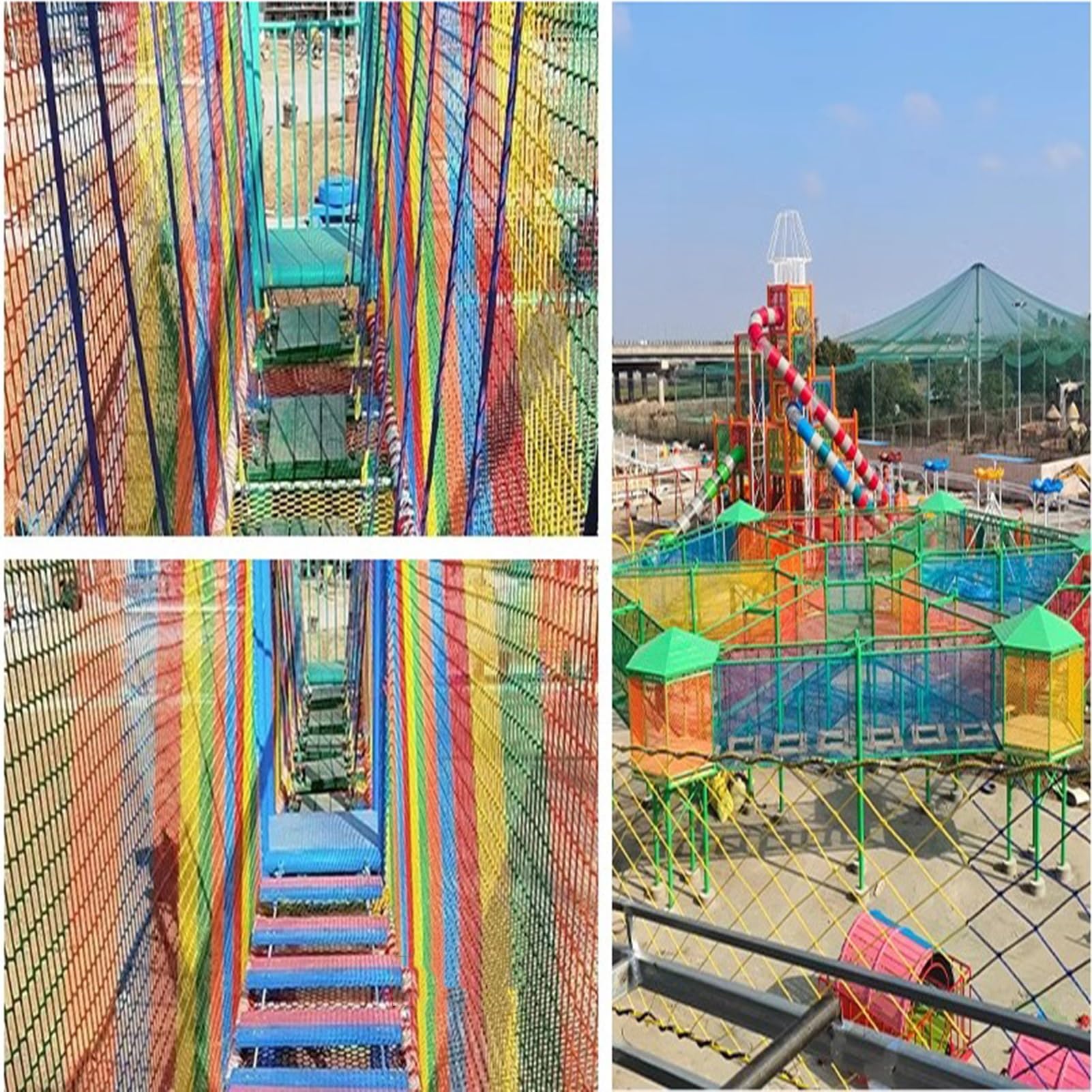 Rete di sicurezza per arrampicata all'aperto, 5 x 7 m, in poliestere resistente, senza nodi, resistente ai raggi UV, perfetta per bambini e animali domestici, protezione extra per un gioco sicuro