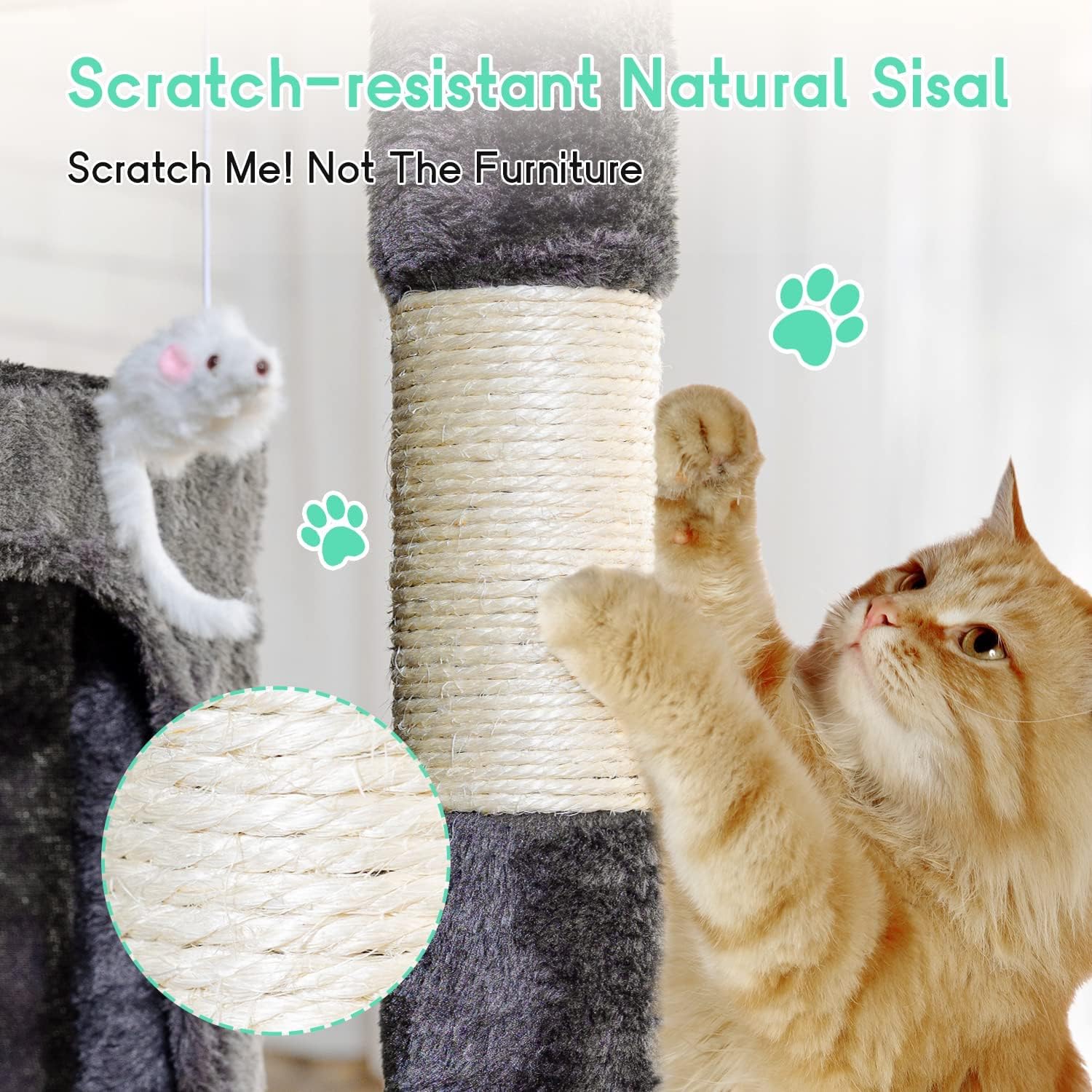 BestPet 54in Multi-Level Cat Tree Tower with Cat Scratching Post Stand House Furniture Kitty Activity Tree Center for Indoor Cats,Black