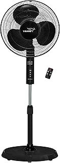 V-Guard Esfera 3 Blade Pedestal Fan With Remote Control | Three Fan Speed Modes | 1300 RPM Motor | 2-Year Warranty | 55 W | Black | 40 cm (400mm)