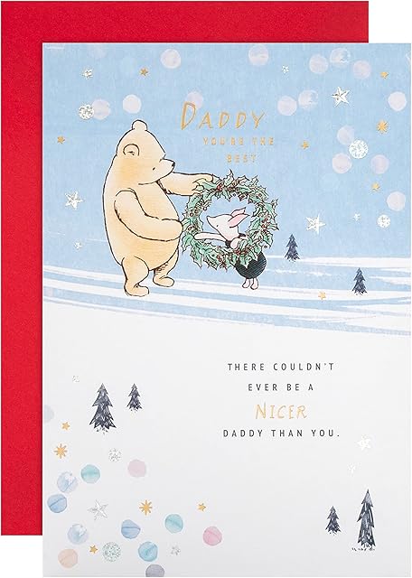 Hallmark Christmas Card for Daddy - Disney Winnie the Pooh and Piglet Design, 25559540, Multicoloured