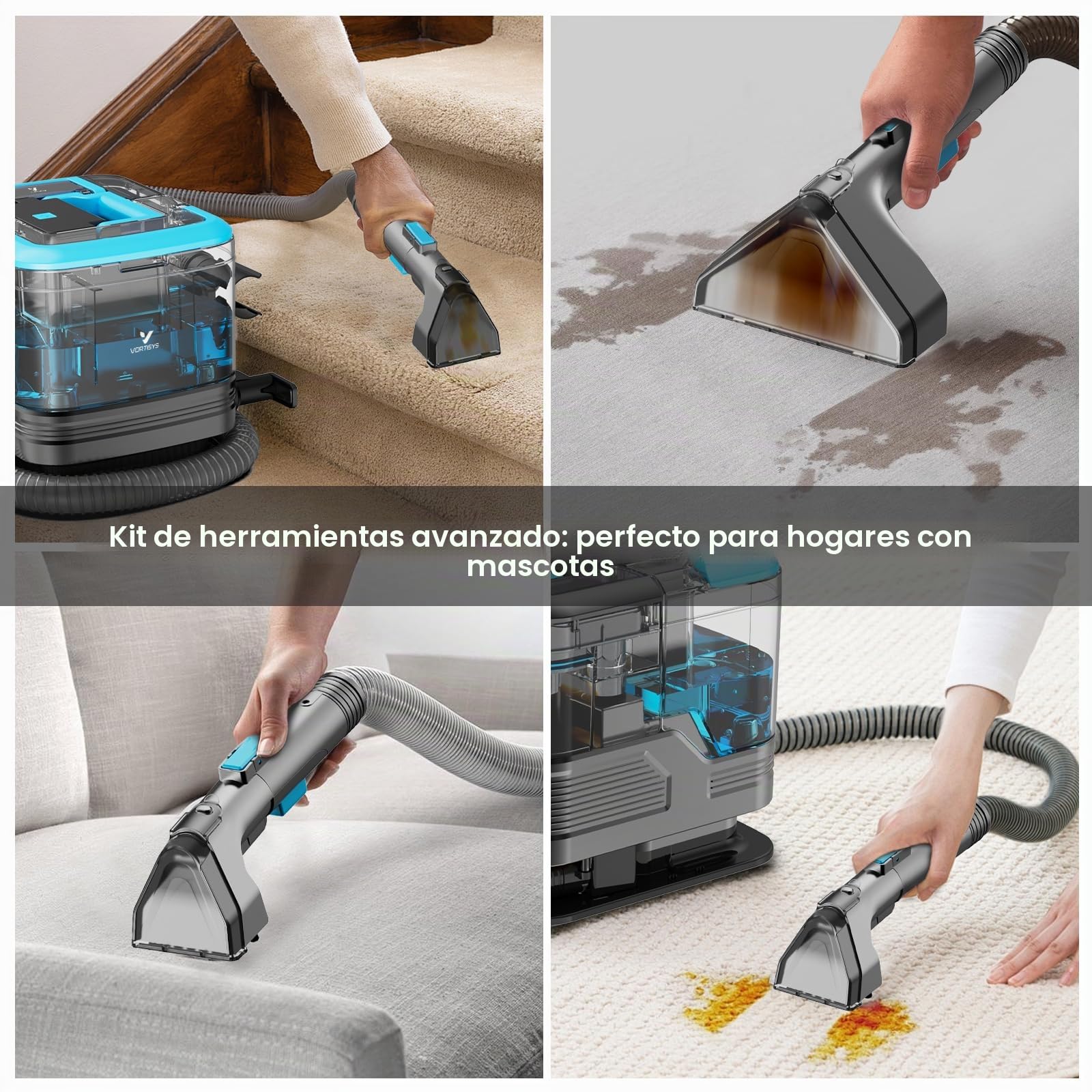 Aspiradora de Agua Tapiceria, 530 W, Limpiador de Tapicerias con Doble Deposito, Limpieza Rápida y Fácil, Ideal para Alfombras, Asientos, Sofás y Vehículos