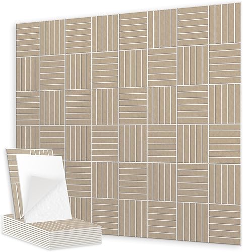 Miniatura 9 de Paquete de 12 paneles acústicos, paneles acústicos grandes de 16 x 12 x 0.4 pulgadas, paneles acústicos autoadhesivos para estudios de grabación,