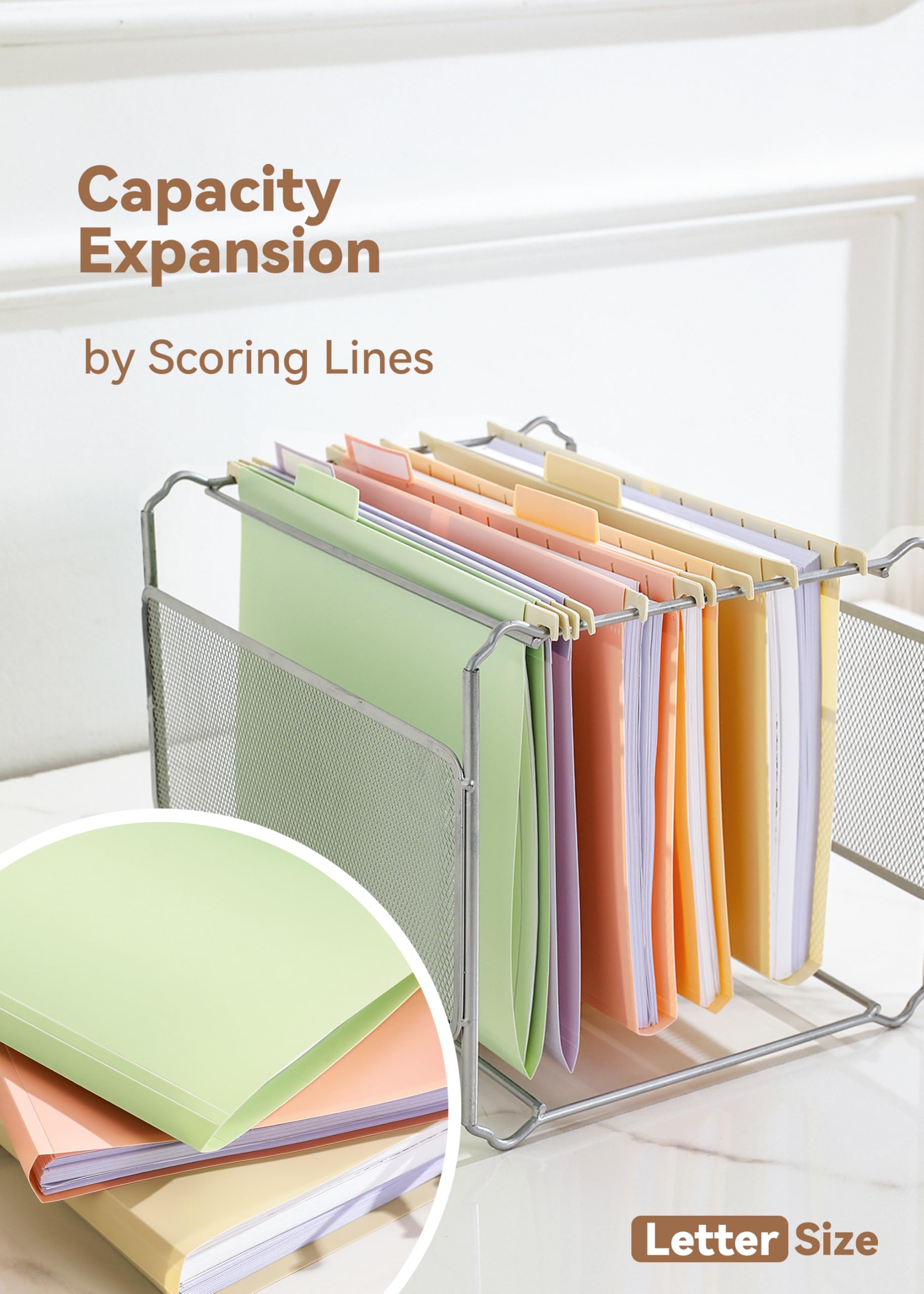 SortRax Plastic Hanging File Folders, Letter Size, 12 Pack  Hanging Folders, with Insertable 1/5-Cut Tabs for Filing Cabinets: Pastel