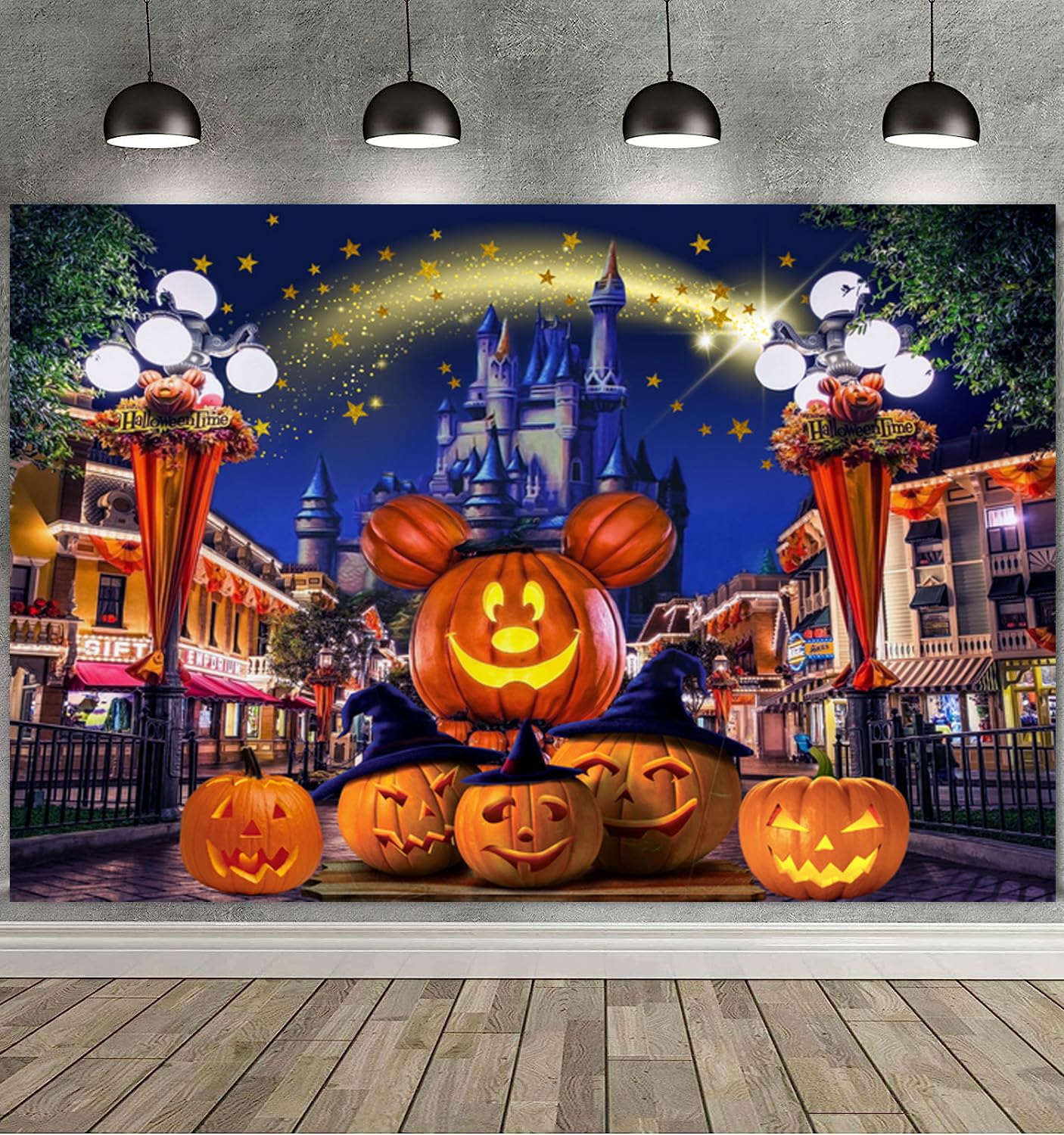Geisterkürbis-Fotohintergrund, 180x110 Cm – Halloween-Deko Für Zuhause, Aus Polyester, Mit Aufhänge-Ösen