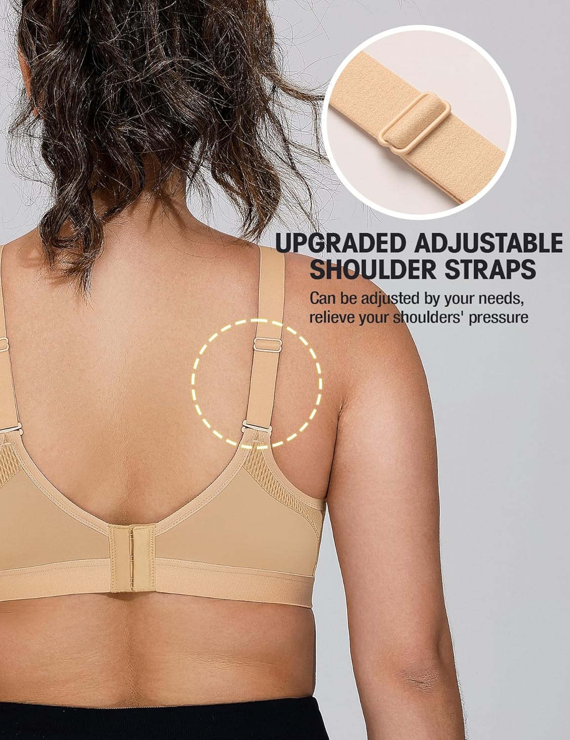 ZeroBound Women's Sports Bra High Impact Lightly Lined Underwire V Neck Full Figure Running Workout Bras - Image 3