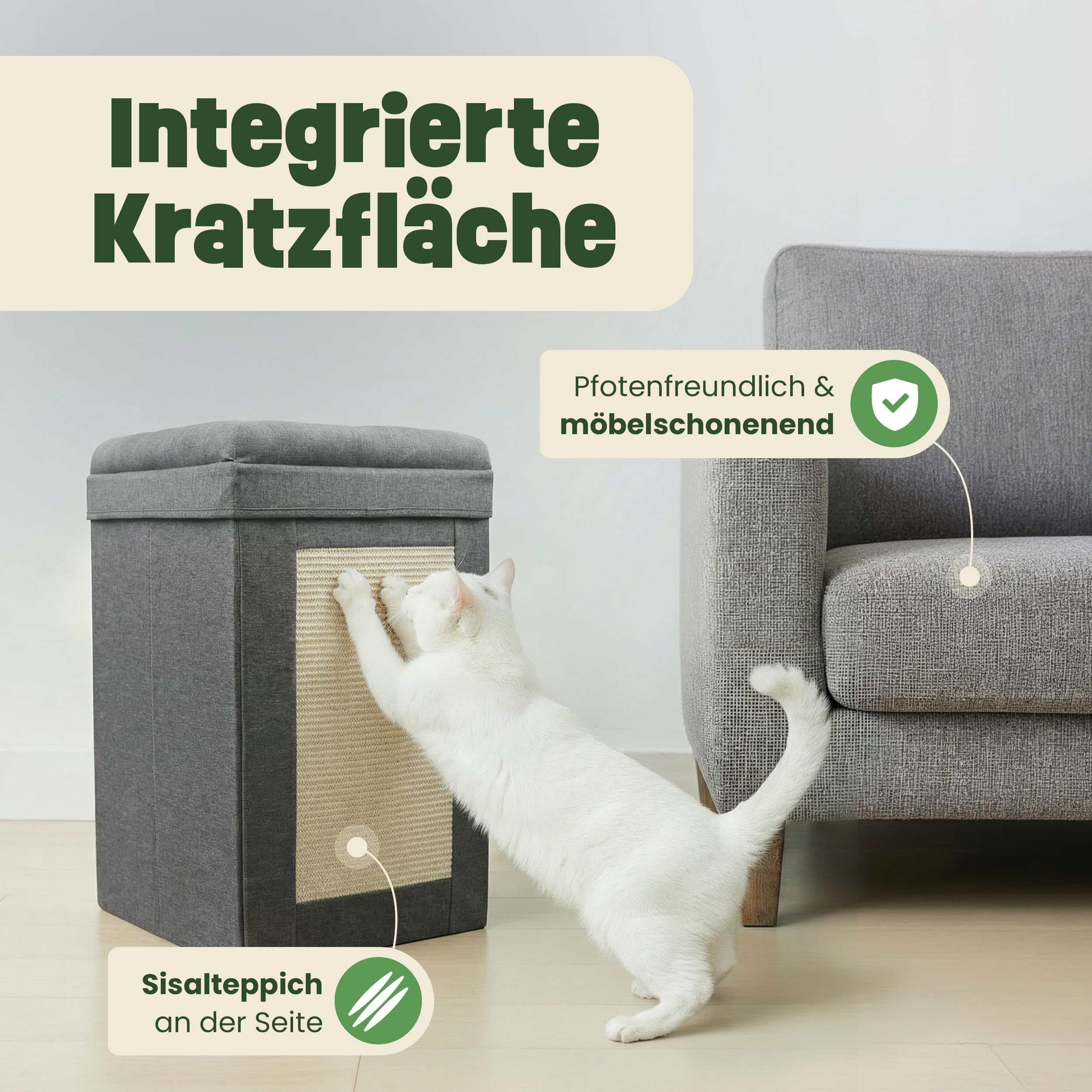 zooprinz Katzenhöhle 39x39x64 cm anthrazit mit Kissen | Cat Cave und Kuschelhöhle, Katzenbett für Indoor-Katzen, Katzenhaus als Versteck und Liegeplatz für große Katzen