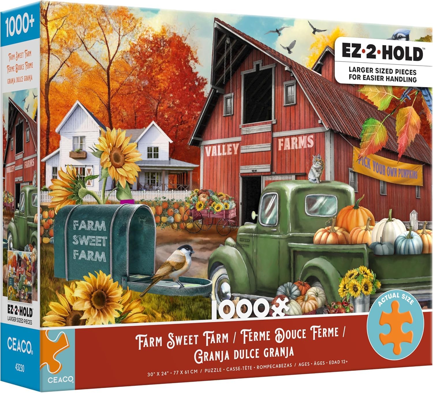 Amazon.com: Ceaco - Farm Sweet Farm - 1000 Oversized Piece Jigsaw
