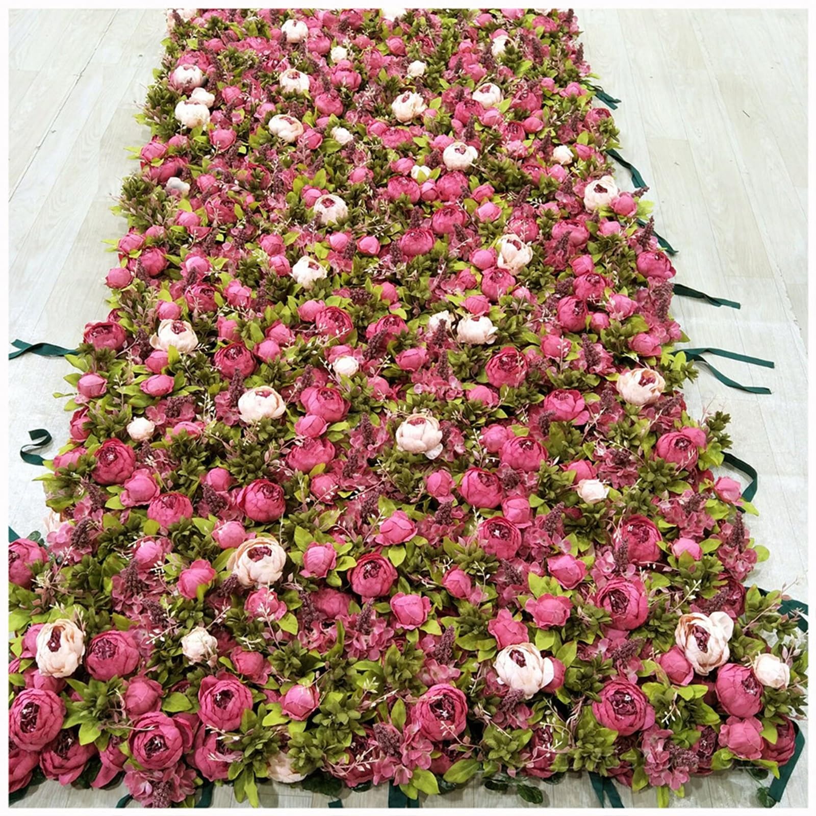 Handgefertigte romantische Hortensien-Rosen-Pfingstrosen-Pflanzenwand, große künstliche Blumenwand-Hintergrundpaneele, Rosen-Hochzeitshintergrund, 3D-Blumenwand, Stoffblumenwand für Party, Brauthoch