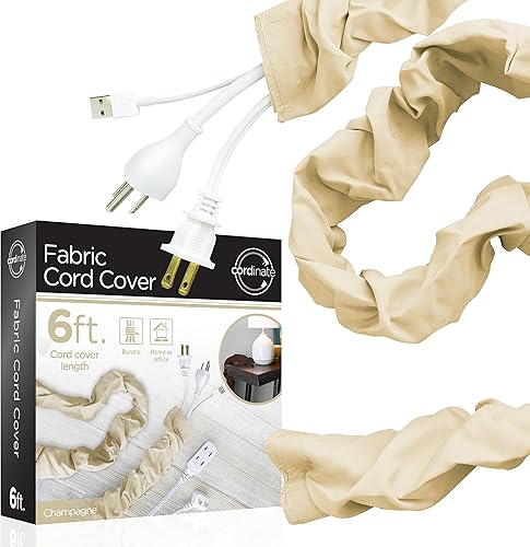 Miniatura 14 de Cordinate Cubierta de tela para cables, 6 pies, oculta cables, ideal para lámparas, luminarias y escritorios, gestión de cables, fácil instalación,