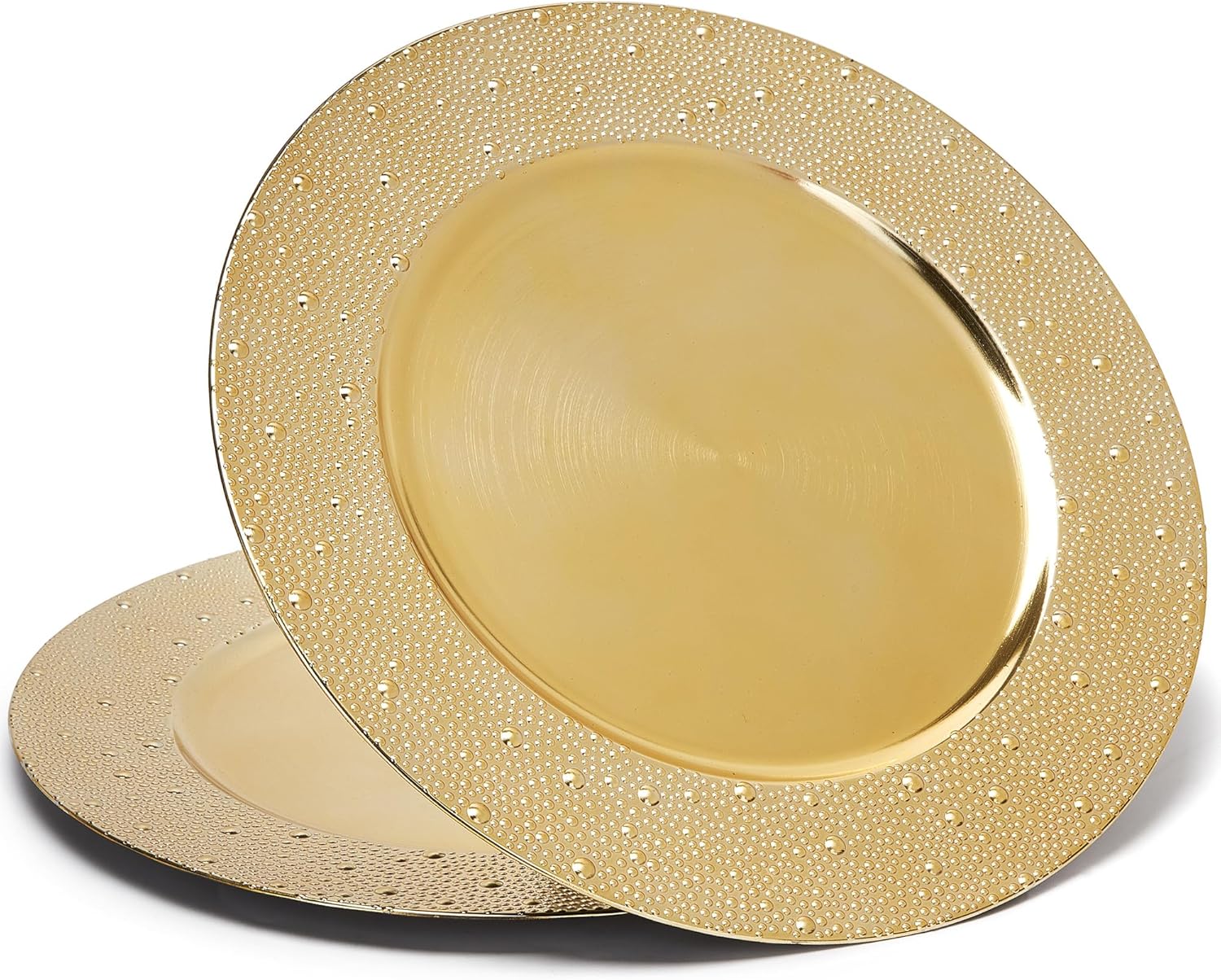 13 Inch Charger Plates Bulk Set, Reusable Round Chargers for Dinner Plates, Formal and Casual Table Chargers for Bachelor Party Picnic (Water Drop Gold, 24 PCS)