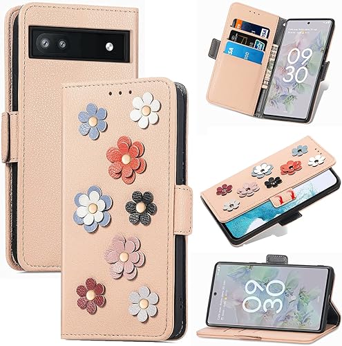 Miimall Funda tipo cartera compatible con Google Pixel 6A, piel sintética de alta calidad para Google Pixel 6A, con ranura para tarjetas, cierre