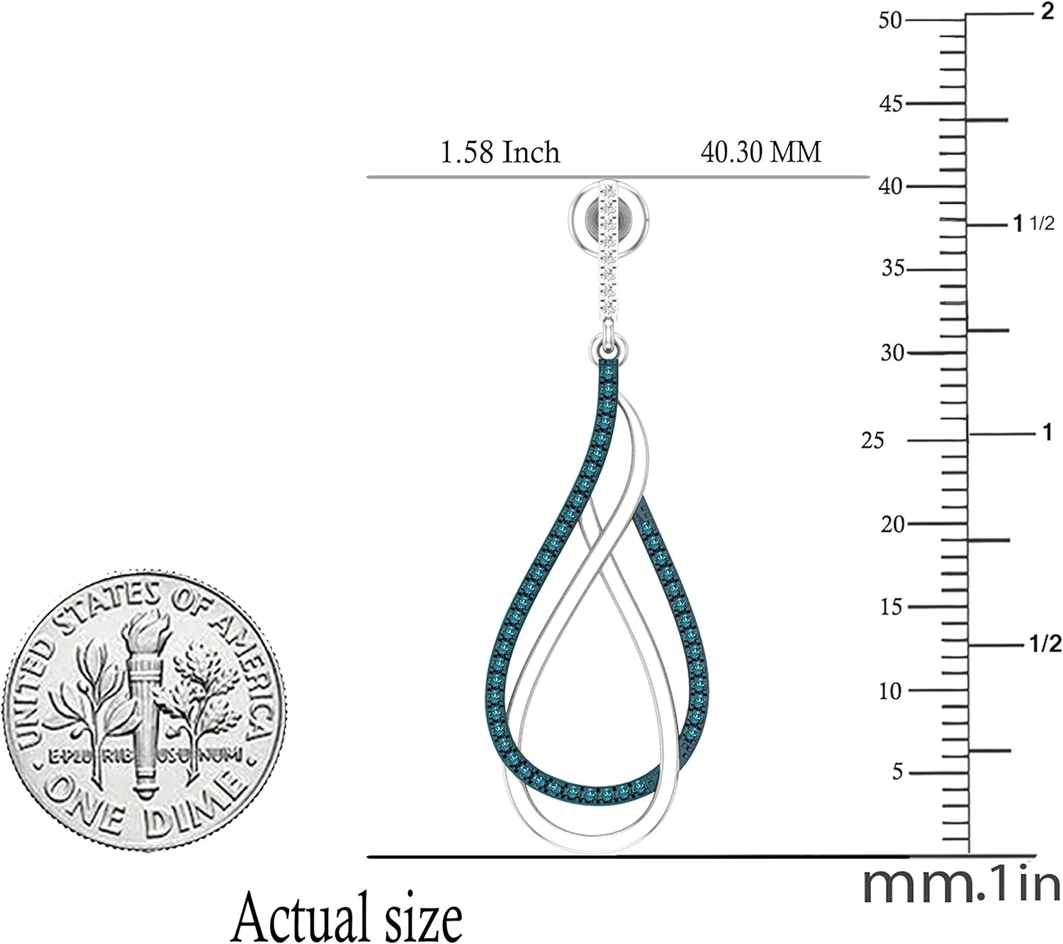 Dazzlingrock Collection 0.30 Ctw Round Natural Diamond Infinity Teardrop Push Back Dangle Earrings for Women in Real Solid Gold & 925 Sterling Silver