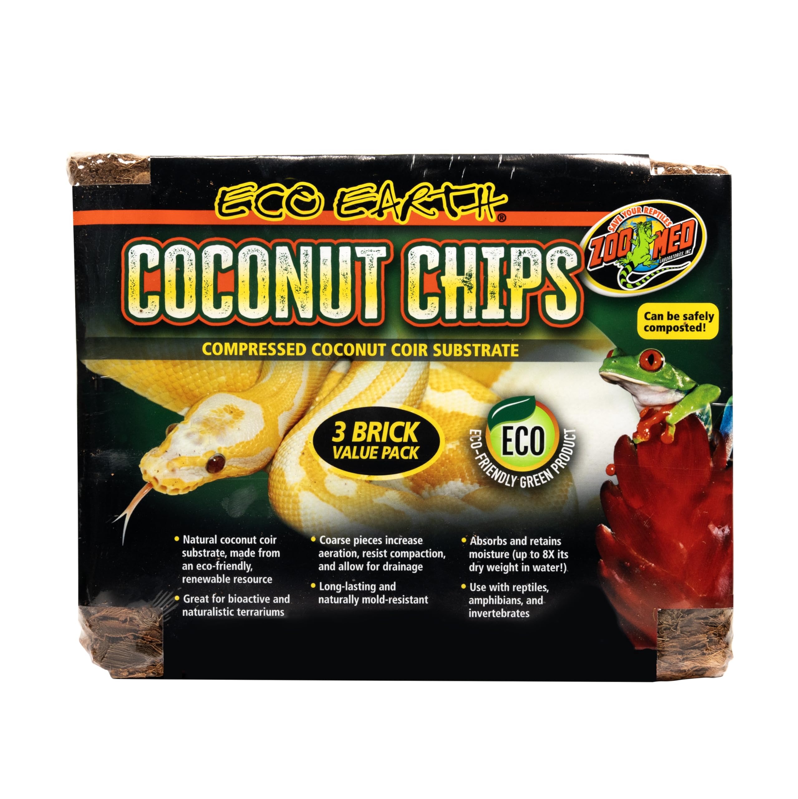 Zoo Med Eco Earth - Chips de coco (1500 g, 3 unidades)