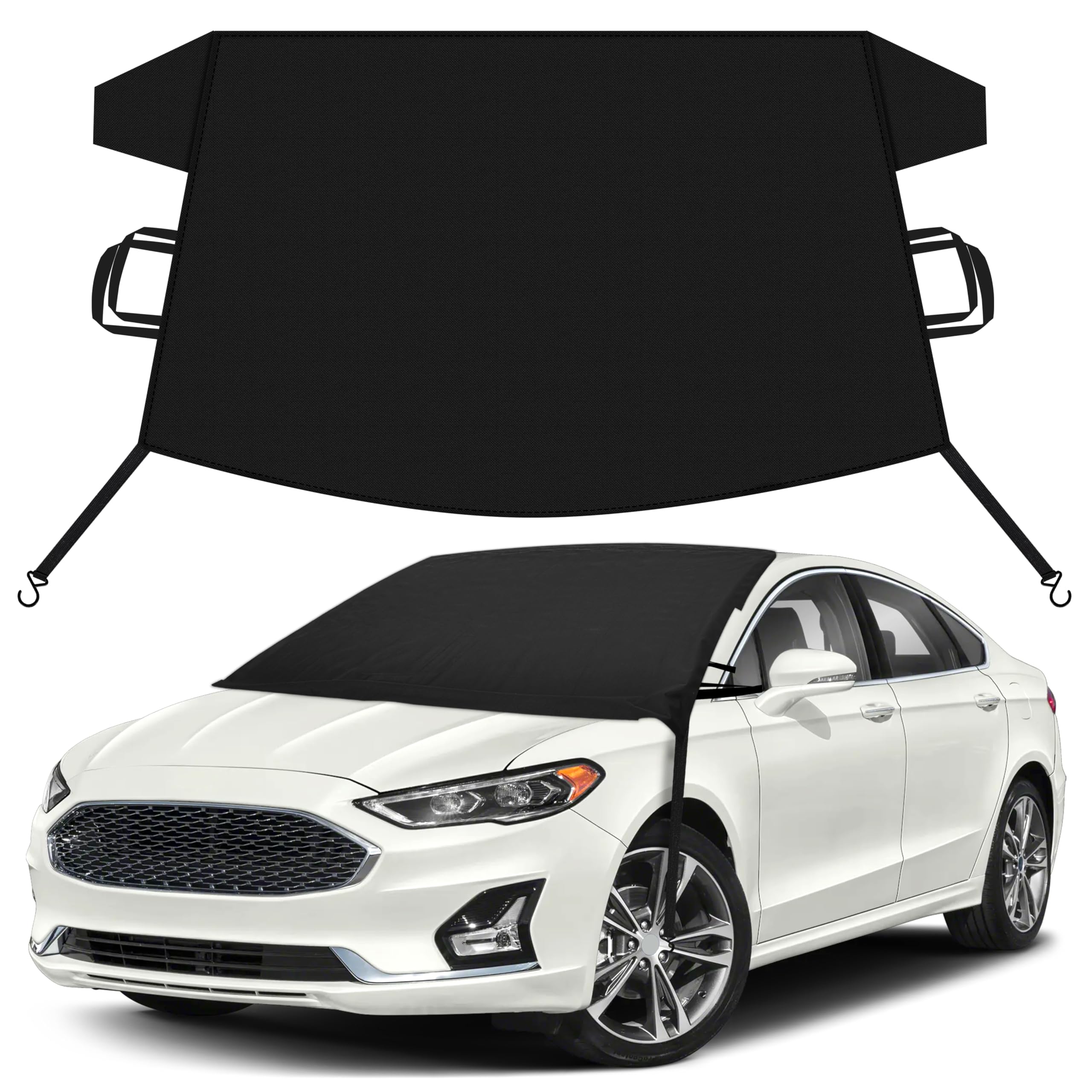 EcoNour Car Snow Cover Compatible for Ford Fusion | Windshield Cover for Ice and Snow with S-Hook Straps | Heavy-Duty 600D Oxford Winter Car Cover, Waterproof &amp; Anti-Slip