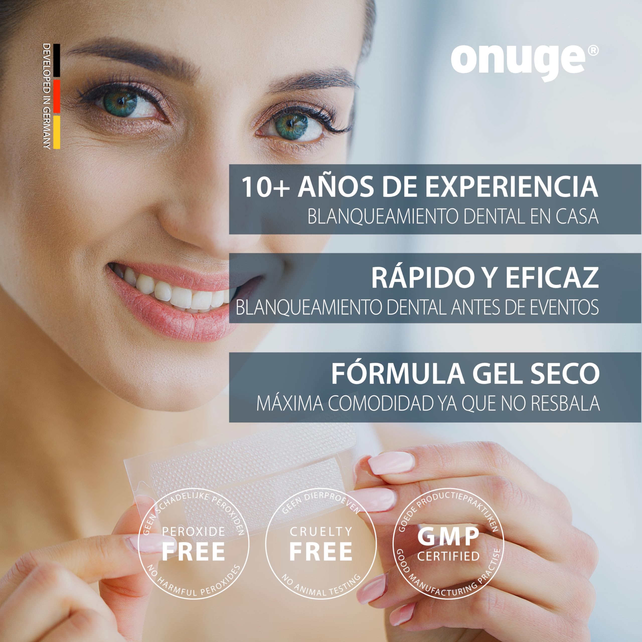 Bright White - 28 tiras blanqueadoras para dientes sensibles - tiras blanqueadoras para un blanqueamiento dental suave - sin peróxido (set de blanqueamiento para 14 días)