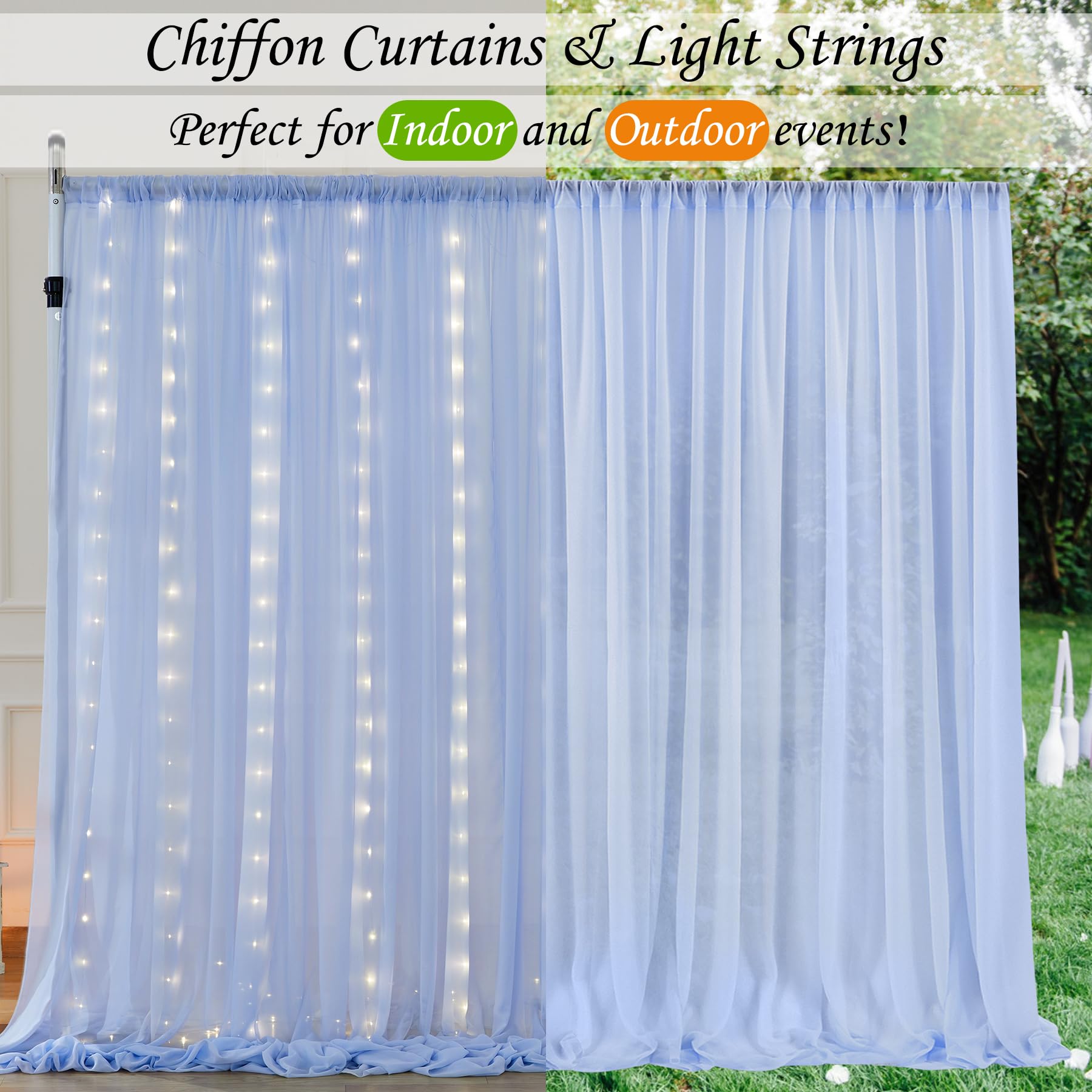 Chiffon Tassel Garland - Turquoise Light Blue White Party Backdrop Decor