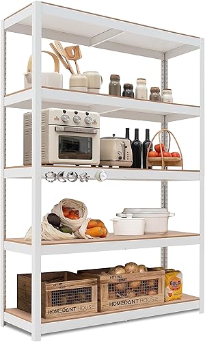 HOMEDANT House Z-Beam - Estantería de almacenamiento de garaje resistente de 48 pulgadas de ancho, estantes de metal ajustables de 5 niveles,