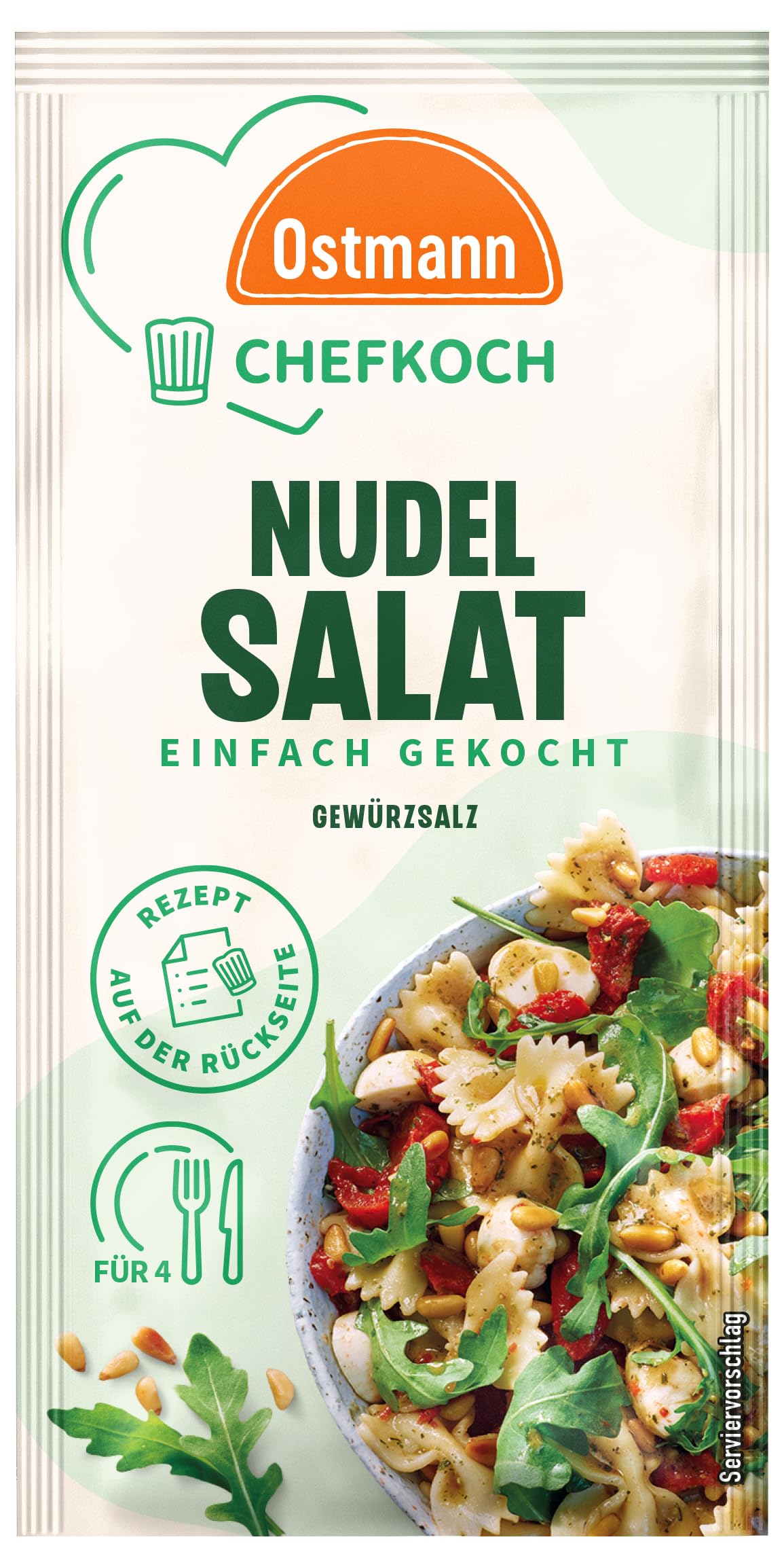 Ostmann Gewürze x Chefkoch - Nudelsalat Gewürzsalz | Abgestimmt auf 4 Portionen | Inklusive Schritt-für-Schritt-Rezept und Mengenangaben | 4 g im Beutel