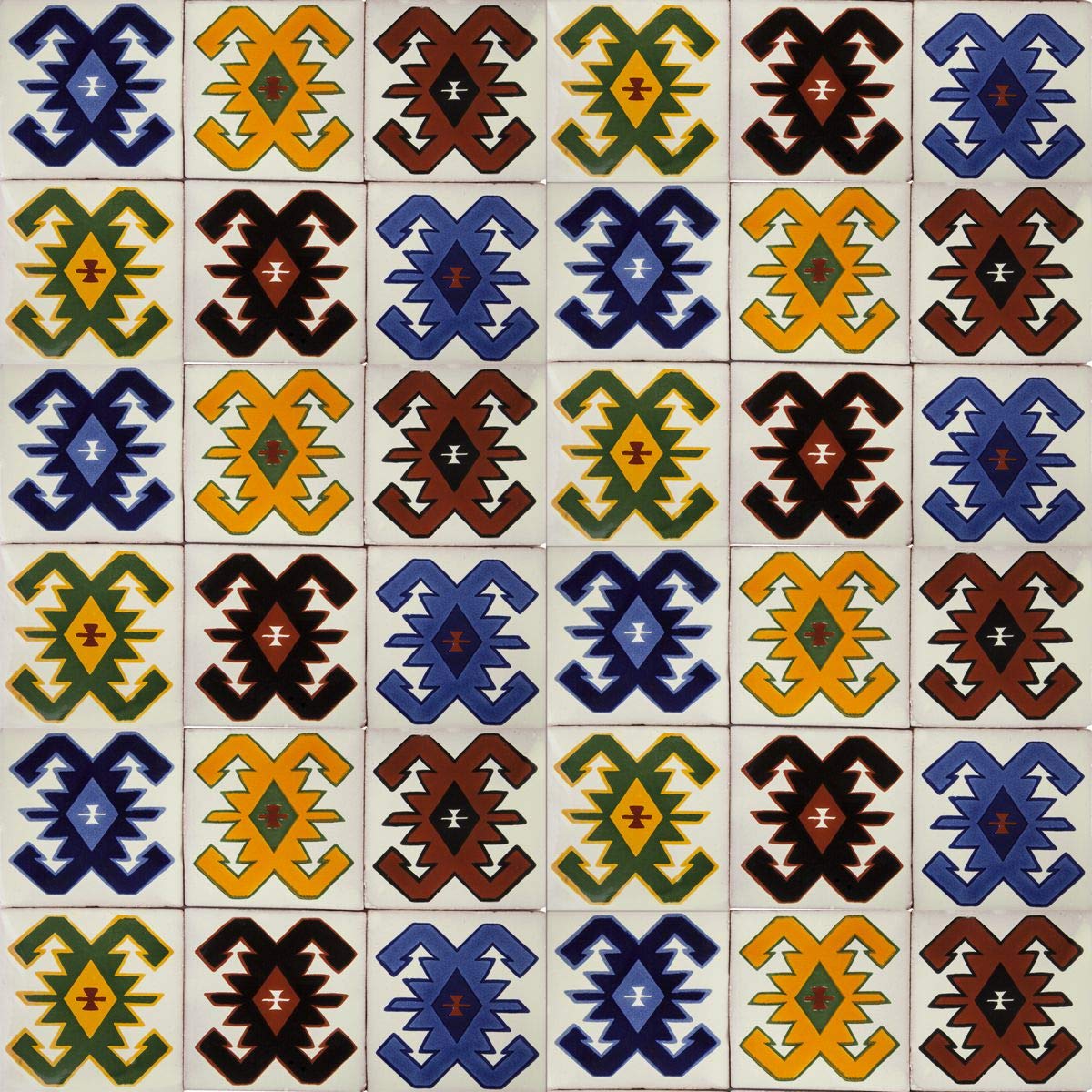 Cerames azulejos de mosaico Talavera Hucul - 30 azulejos decorativos de cerámica mexicana para baño, ducha, escaleras, pared posterior de la cocina | azulejos de mexicanos 10,5x10,5 cm