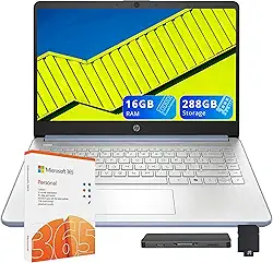 HP Laptop carro-chefe HD de 14 polegadas para estudantes e negócios com escritório 365 e AI-Copilot, CPU Intel N150 (Beats i3-1115G4), 16 GB de RAM, armazenamento de 288 GB (128 GB UFS + conjunto de