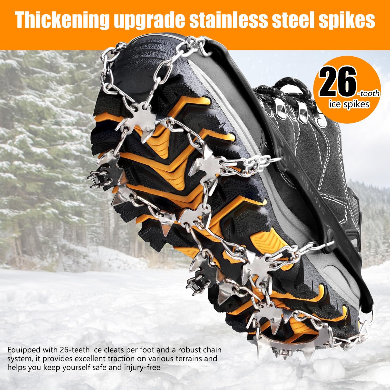 Grödel Crampons pour Chaussures de randonnée, Acier Inoxydable épaisses, Antidérapants Homme