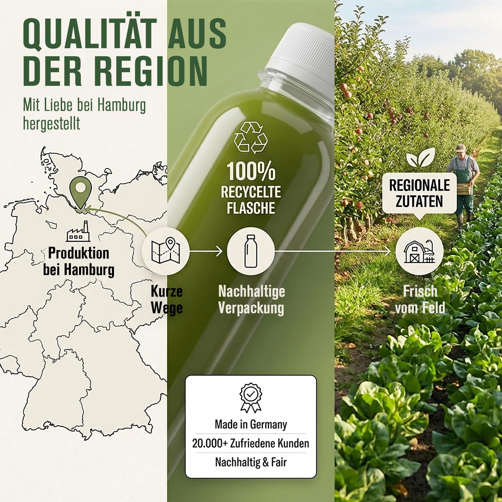 Kale&Me Saftkur Klassik 7 Tage – 42 nummerierte Flaschen mit je 320 ml – 6 verschiedene kaltgepresste Säfte – vegan, ohne Zusatz- & Konservierungsstoffe – 689 kcal pro Tag – mit Kurguide