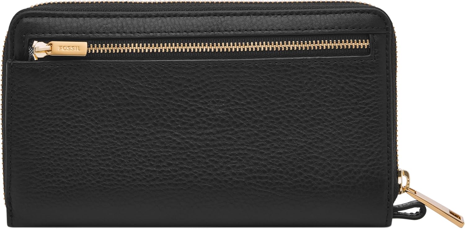 Fossil Women's Liza Leather Wallet Zip Around Clutch with Wristlet Strap, Black (Model: SL7878G001) - Image 3