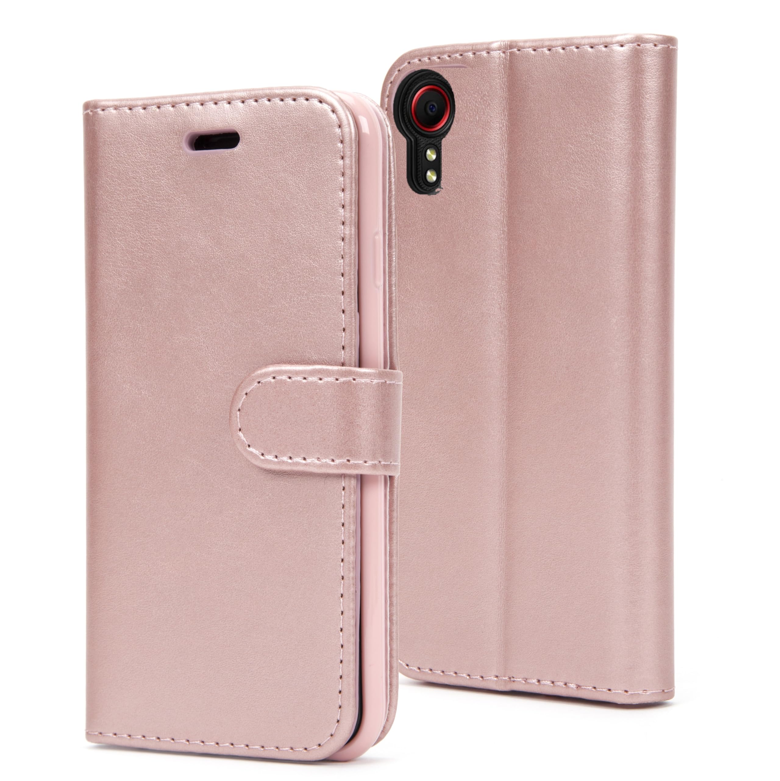 Phone Case Leather Flip Wallet Slim Book Magnetic Stand Phone Cover xcover7 (Rose Gold, Galaxy Xcover7)