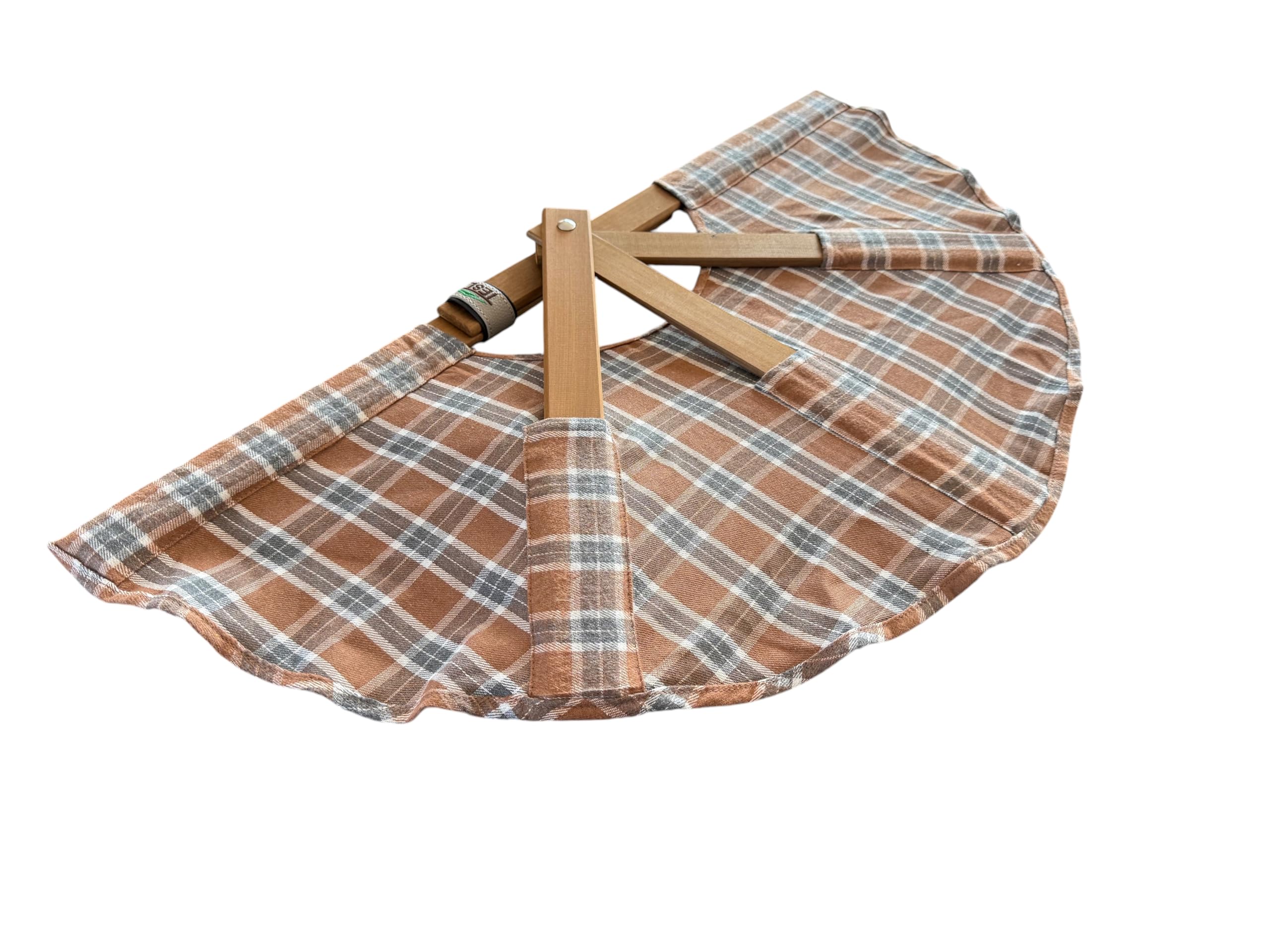 Sauna Fächer 75 cm – Großer handgemachter Saunafächer für Aufguss & Wärmeverteilung – 100% Baumwolle & Thermo-Linde – Aufgussfächer für Sauna, Sand Kariert (Sand Kariert)