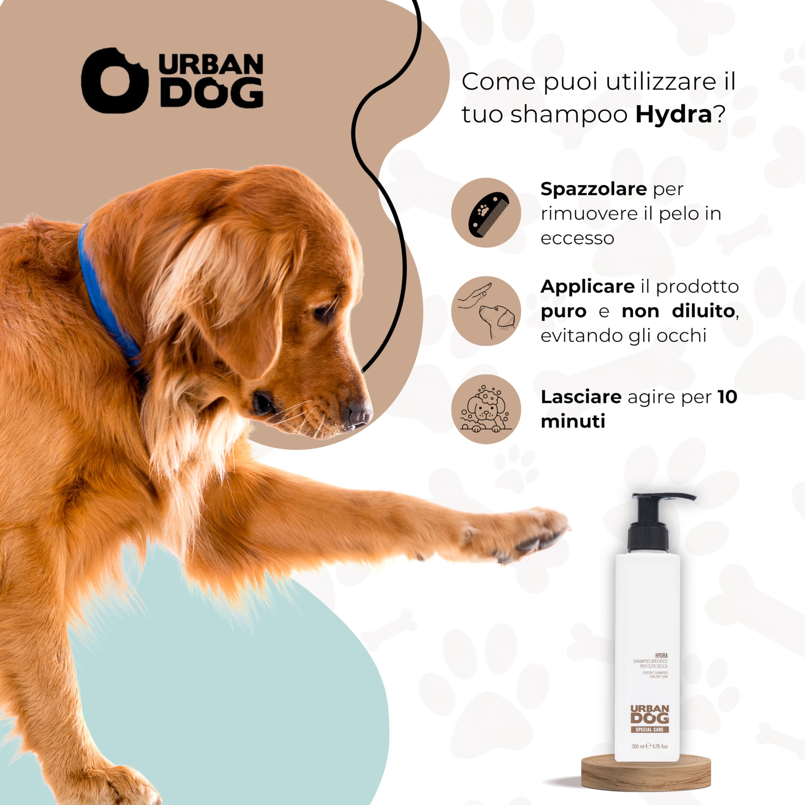 Urban DOG HYDRA | Shampoo specifico per cute secca 1000ml | azione idratante e lenitiva