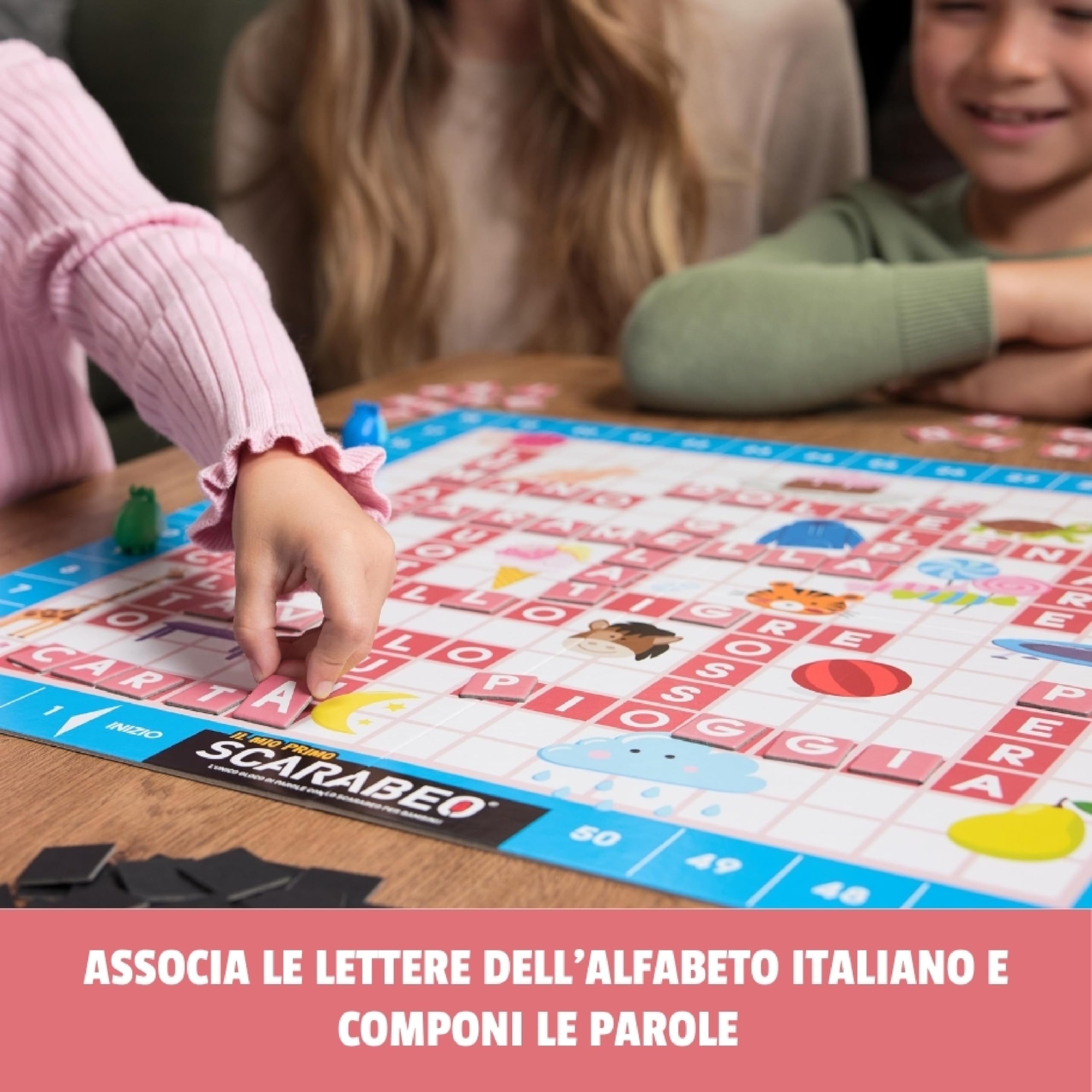 Editrice Giochi, Il Mio Primo Scarabeo Edizione Italiano-Inglese, Gioco da Tavolo, Gioco per Apprendimento di Lettere e Parole, Giochi da Tavolo per Bambini, da 2 a 4 Giocatori, 4+ Anni