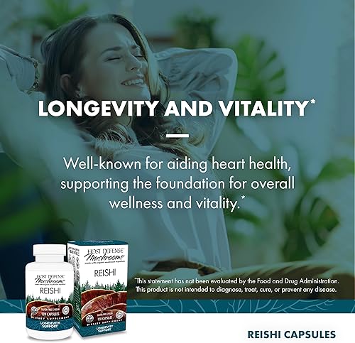 Miniatura 5 de Host Defense Cápsulas de Reishi apoya el bienestar general y la vitalidad suplemento de hongos sin sabor 120