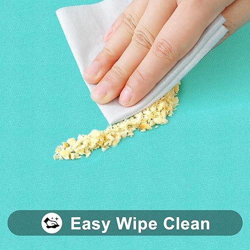 Miniatura 4 de smiry Mantel rectangular, mantel de vinilo elástico ajustable con parte trasera de franela para mesas plegables de 6 pies, fundas de mesa