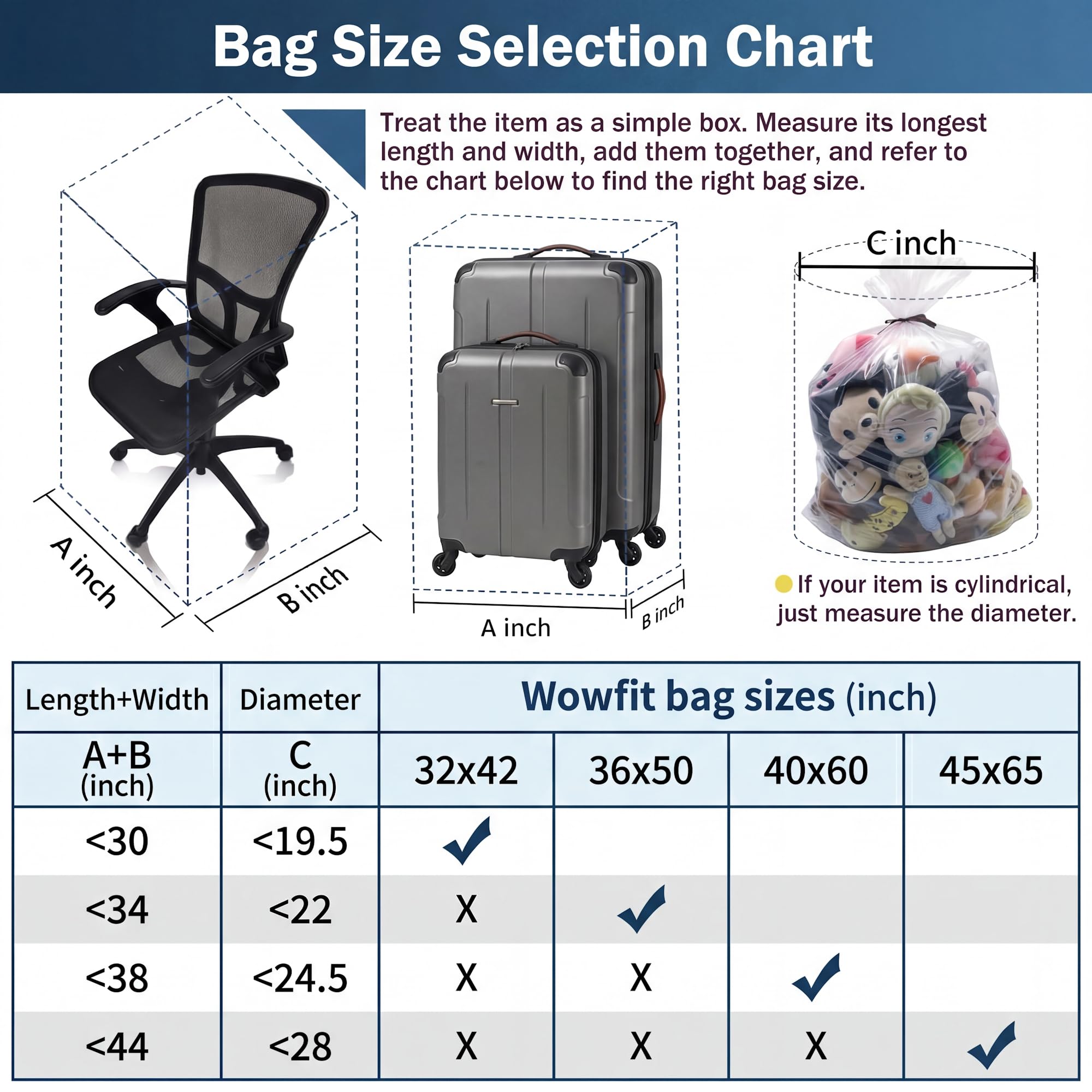 Wowfit - Bolsas de plástico transparente de 5 quilates, 40 x 60 pulgadas, 2 mil, ideales para almacenamiento, embalaje y más (40 x 60 pulgadas)