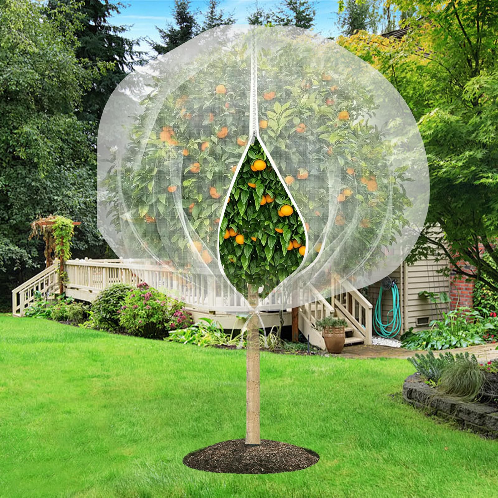 Set di 2 reti di protezione per piante, 3 x 3 m, per alberi da frutto e verdura, protezione dagli insetti contro parassiti, riutilizzabili