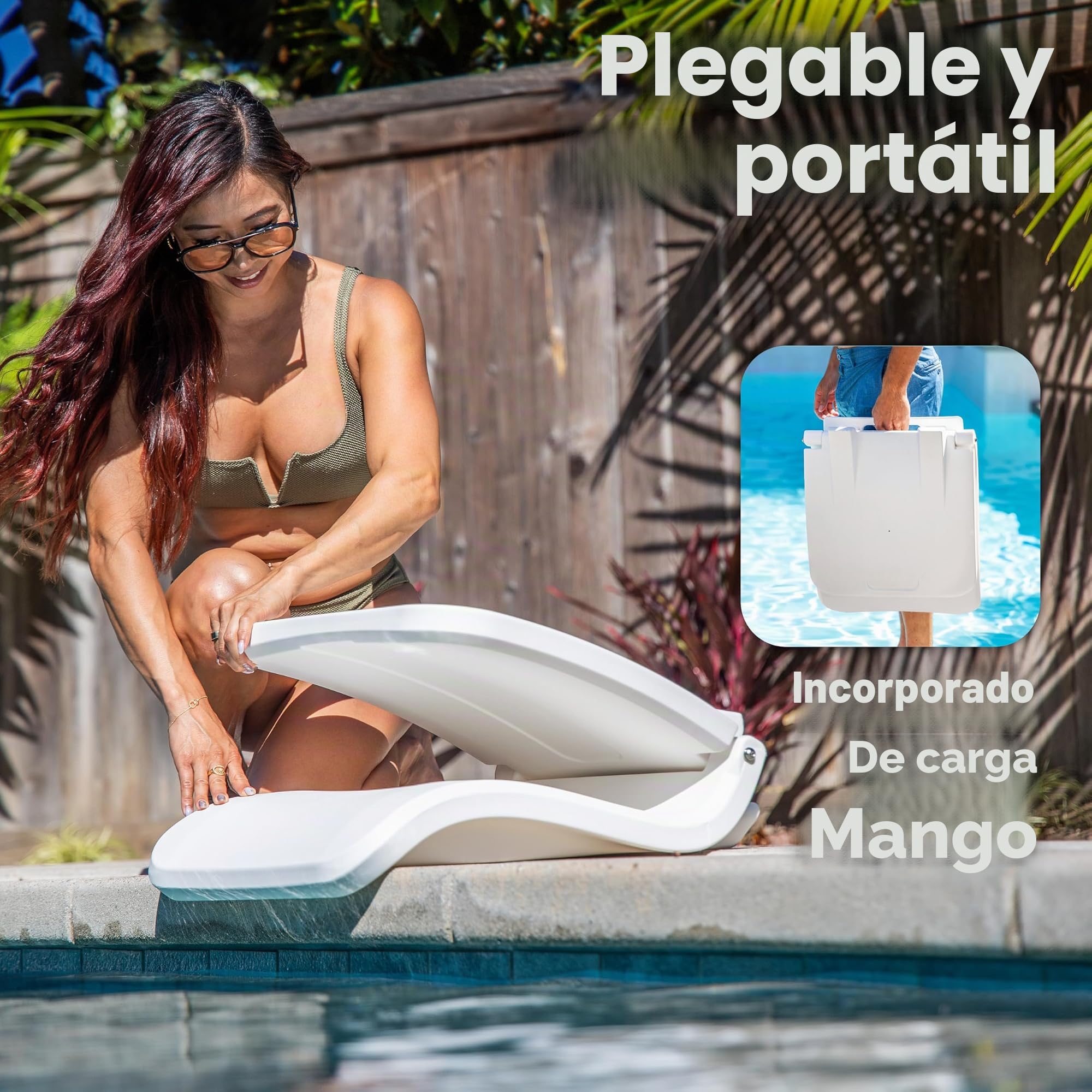 GoSports Coast Modern - Silla portátil para Piscina, Silla Plegable para Adultos, para Piscina, Playa, portón Trasero y Estadio, plástico Duradero con Soporte Trasero