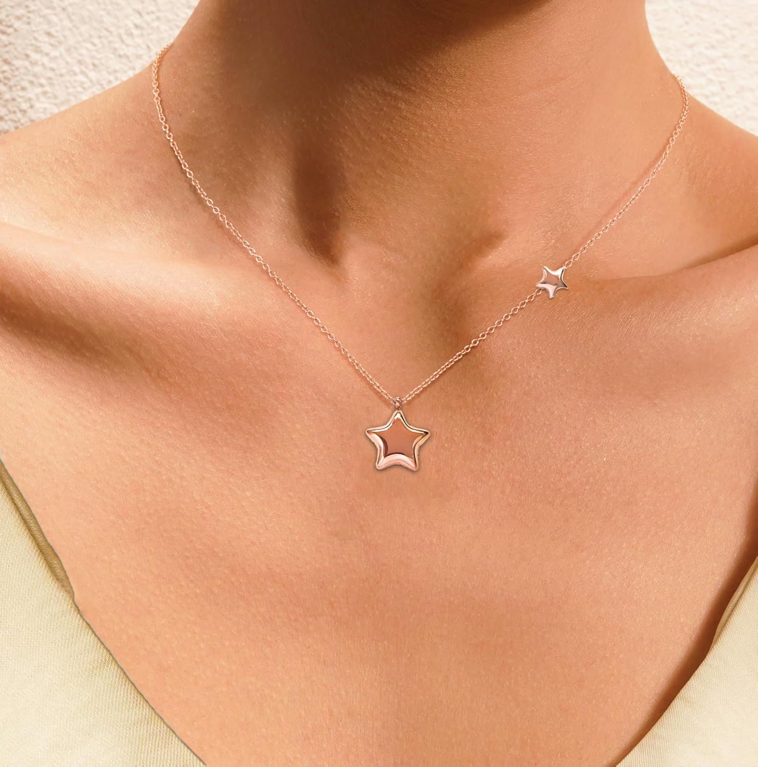 Rnivida Stainless Steel Star Necklace for Women Minimalist Star Charm Pendant with Adjustable Chain - Image 4