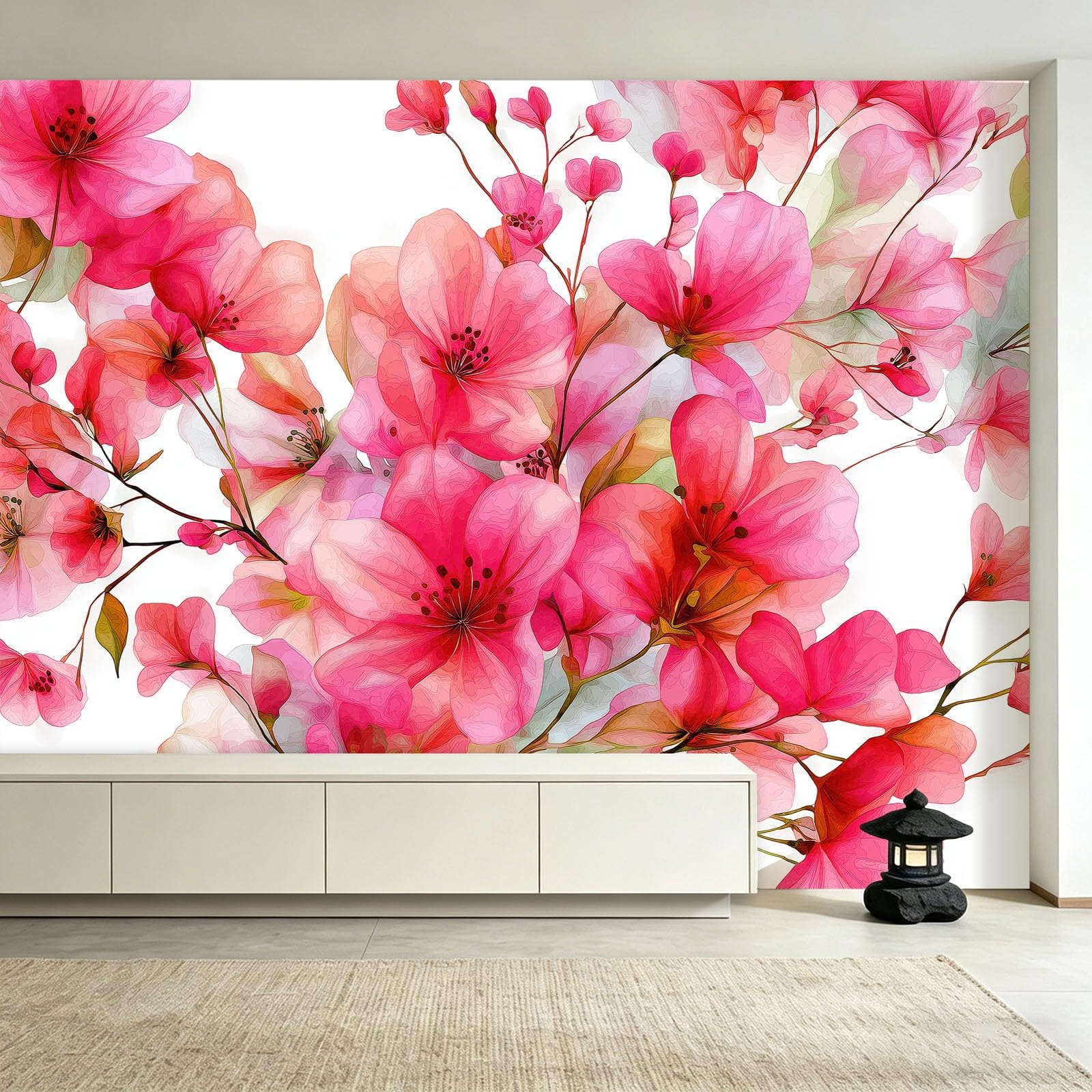 Seide Fototapete Schlicht Aquarell Blumen Vliestapete XXL Wandtapete Wand Dekoration für Damenmodegeschäft Schlafzimmer Schminkzimmer - 350 x 256 cm