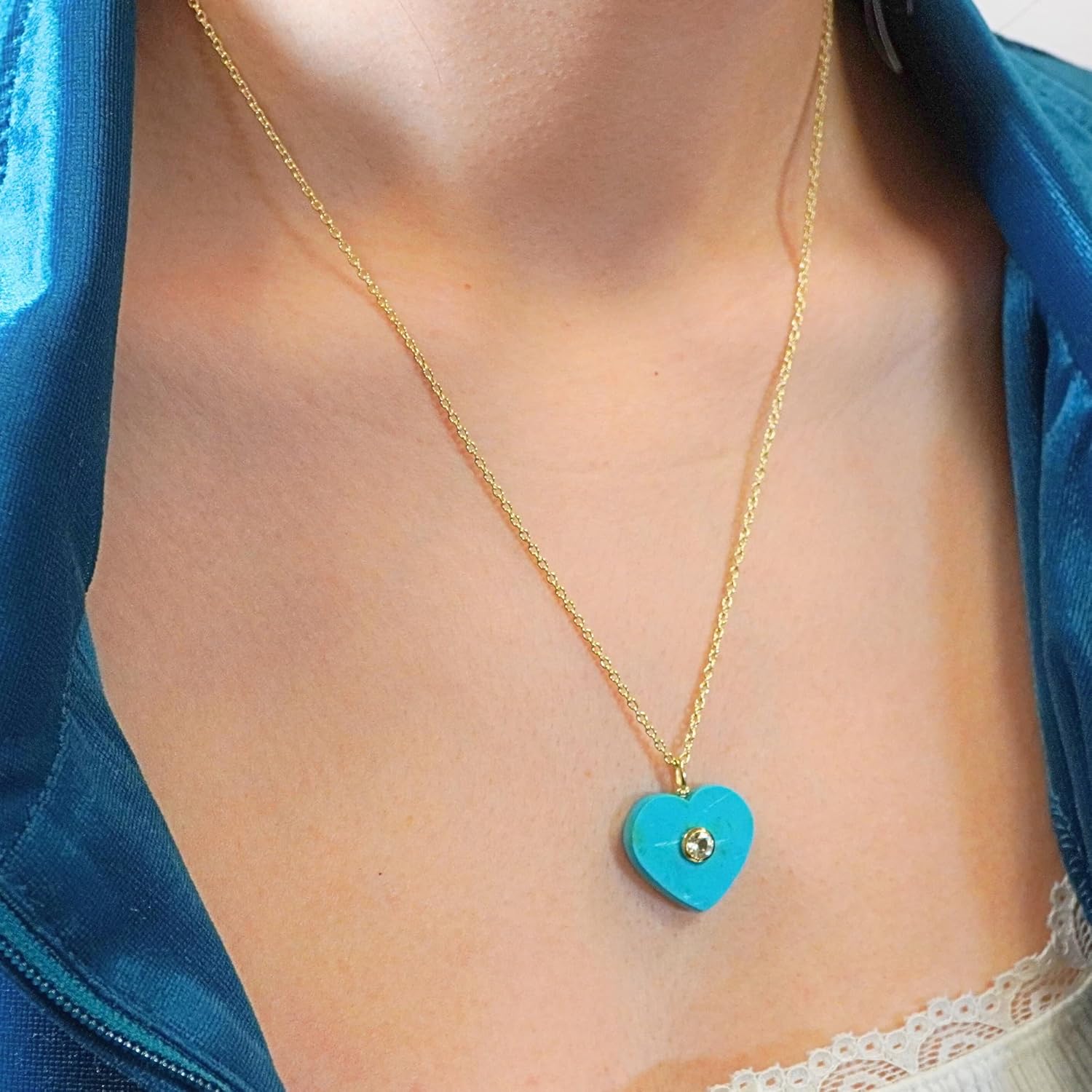 Heart-Shaped Gemstone Necklace for Women – Natural White Topaz Accent – Real 925 Sterling Silver with 18K Gold Plating – Romantic Fine Jewelry Gift - 18 Inch Chain - Image 5