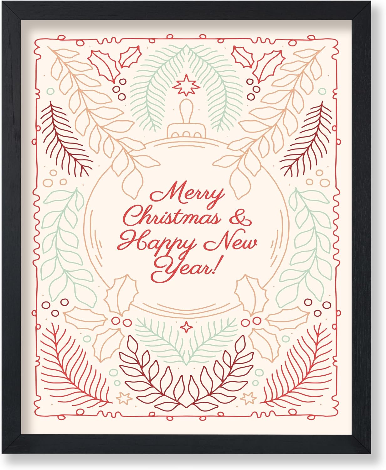 Poster Master Merry Christmas Print - Happy New Year Poster - Holiday Art - Modern Wall Design - Gift for Men & Women - Minimal Decor for Office, Bedroom or Living Room - 8x10 UNFRAMED Wall Art