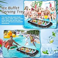 Vista 3 de Leitee 3 barras inflables de servicio de 52 x 24 x 5 pulgadas, bandeja de servir para bufé de hielo, enfriador de bebidas con tapón de drenaje, Negro