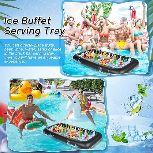 Miniatura 3 de Leitee 3 unidades de barra de servirbandeja de servir para bufé de hielo, enfriador de bebidas con tapón de drenaje, enfriador inflable para