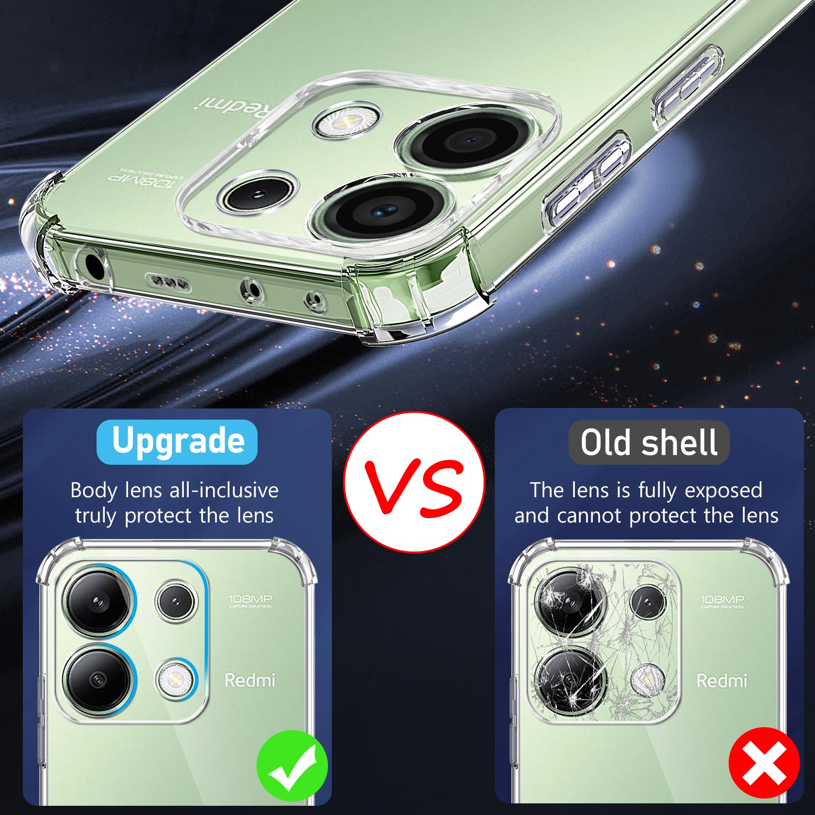 Carinacoco Coque Pour Xiaomi Redmi Note 13 4G Avec 3 Protections D